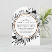 Moderner Schwarz-Weiß-Wasserfarbenbogen Einladung (Stehend Vorderseite)