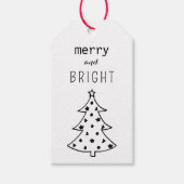 Moderner Schwarz-Weiß-Weihnachtsbaum Geschenkanhänger (Vorderseite)