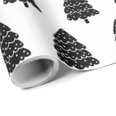 Moderner Schwarz-Weiß-Weihnachtsbaum Geschenkpapier (Rolleneckpunkt)