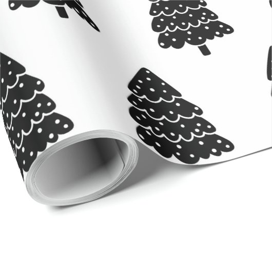 Moderner Schwarz-Weiß-Weihnachtsbaum Geschenkpapier (Rolleneckpunkt)