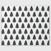Moderner Schwarz-Weiß-Weihnachtsbaum Geschenkpapier (Flach)