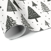 Moderner Schwarz-Weiß-Weihnachtsbaum Geschenkpapier (Rolleneckpunkt)