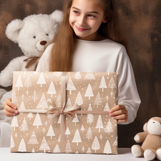 Moderner Schwarz-Weiß-Weihnachtsbaum Geschenkpapier