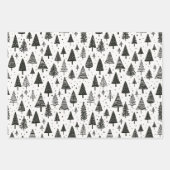 Moderner Schwarz-Weiß-Weihnachtsbaum Geschenkpapier Set (Vorderseite)