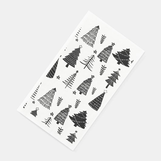 Moderner Schwarz-Weiß-Weihnachtsbaum Serviette (Ecke)