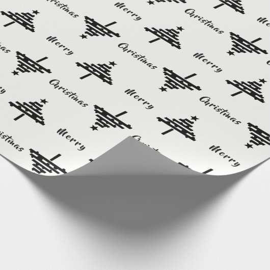 Moderner Schwarz-Weiß Weihnachtsbaum Urlaub Geschenkpapier (Ecke)