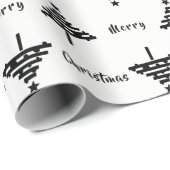 Moderner Schwarz-Weiß Weihnachtsbaum Urlaub Geschenkpapier (Rolleneckpunkt)