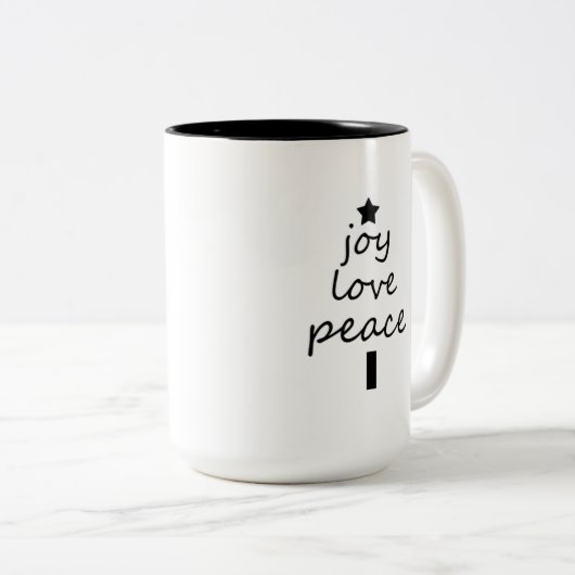 Moderner Schwarz-Weiß-Weihnachtsbaum Zweifarbige Tasse (VorderseiteRechts)