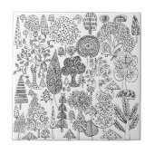 Moderner Schwarz-Weiß-Weiß-Weiß-Baum Gemustert Fliese (Vorderseite)