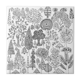 Moderner Schwarz-Weiß-Weiß-Weiß-Baum Gemustert Fliese