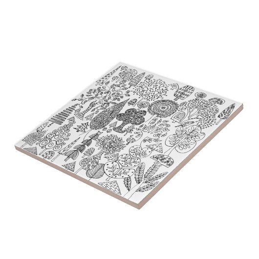 Moderner Schwarz-Weiß-Weiß-Weiß-Baum Gemustert Fliese (Seite)