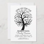 Moderner Schwarz-Weiß-Wiedersehen-Familienbaum Einladung (Vorderseite)