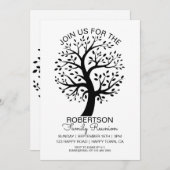 Moderner Schwarz-Weiß-Wiedersehen-Familienbaum Einladung (Vorne/Hinten)