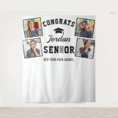 Moderner Schwarz-weißer Abschluss Foto Stand Hinte Wandteppich (Vorderseite)