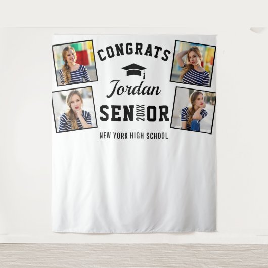 Moderner Schwarz-weißer Abschluss Foto Stand Hinte Wandteppich (Vorderseite)