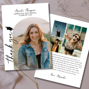 Moderner Schwarz-weißer Abschluss für FotoCollage Dankeskarte