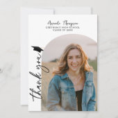 Moderner Schwarz-weißer Abschluss für FotoCollage Dankeskarte (Vorderseite)