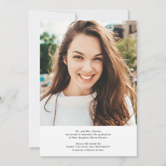 Moderner Schwarz-weißer Abschluss mit 6 Fotos Rast Ankündigung (Rückseite)