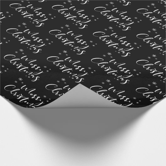 Moderner Schwarz-weißer Baum Frohe Weihnachten Geschenkpapier (Ecke)