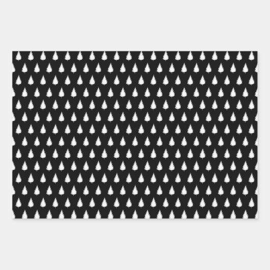 Moderner Schwarz-weißer Baum Frohe Weihnachten Geschenkpapier Set (Vorderseite 3)