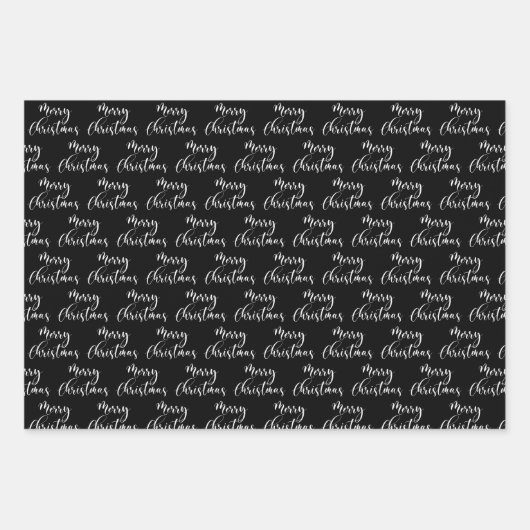 Moderner Schwarz-weißer Baum Frohe Weihnachten Geschenkpapier Set (Vorderseite 2)