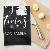 Moderner Schwarz-weißer Baum Frohe Weihnachten Geschirrtuch (Viertel Falte)