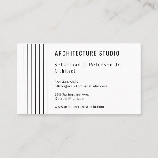 Moderner Schwarz-weißer beruflicher Architekt Visitenkarte (Rückseite)