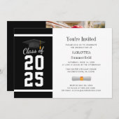 Moderner Schwarz-weißer Foto Abschluss 2025 Einladung (Vorne/Hinten)