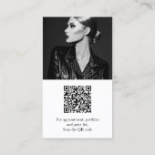 Moderner Schwarz-weißer Foto qr-Code-Logo-Fotograf Visitenkarte (Rückseite)