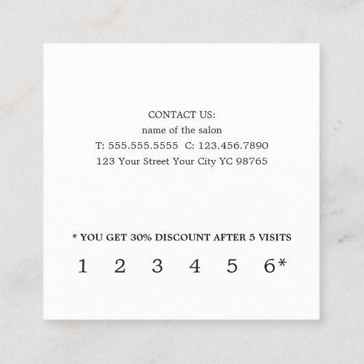 Moderner Schwarz-weißer Friseur Treuekarte (Rückseite)