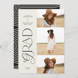 Moderner Schwarz-weißer geometrischer 3-Foto-Absch Ankündigung