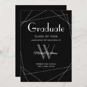 Moderner Schwarz-weißer geometrischer Abschluss fü Ankündigung (Vorne/Hinten)