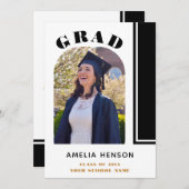 Moderner Schwarz-weißer Grad Foto Abschluss Ankündigung (Vorne/Hinten)