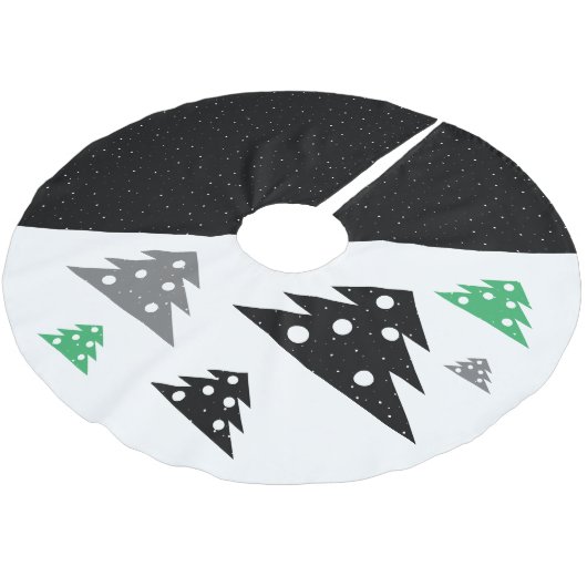 Moderner Schwarz-weißer Grauer Weihnachtsbaum Polyester Weihnachtsbaumdecke (Schrägansicht)