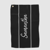 Moderner Schwarz-weißer Handschriftenname Golfhandtuch (Vorderseite)