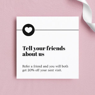 Moderner Schwarz-weißer Herzsaal Empfehlungskarte