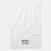 Moderner Schwarz-weißer Individuelle Name-Monogram Geschirrtuch (Vertikal)