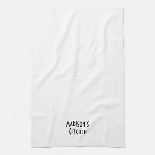 Moderner Schwarz-weißer Individuelle Name-Monogram Geschirrtuch (Vertikal)
