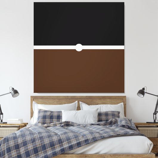 Moderner Schwarz-weißer Kakaobraun-Farbblock Leinwanddruck (Insitu (Schlafzimmer))