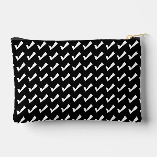 Moderner Schwarz-weißer Karo Mark Pattern Zubehörtasche (Rückseite)
