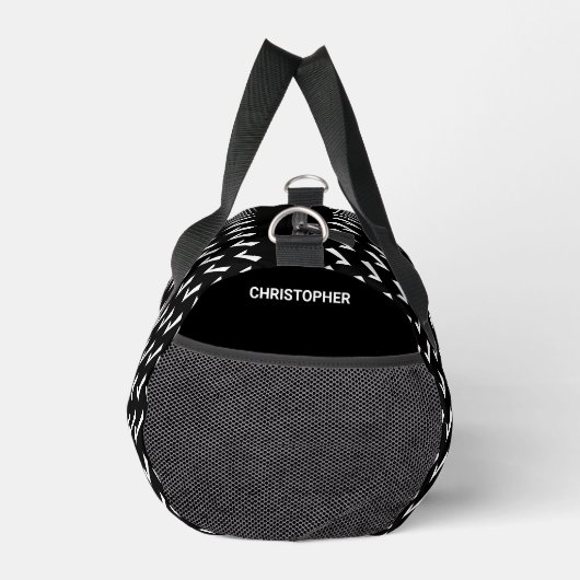 Moderner Schwarz-weißer Karo Mark Personalisiert Duffle Bag (Rechts)