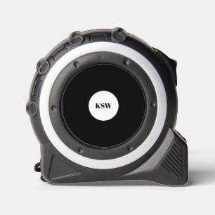 Moderner Schwarz-weißer Kreis Monogramm personalis Maßband