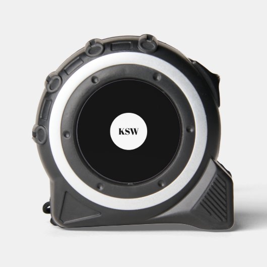 Moderner Schwarz-weißer Kreis Monogramm personalis Maßband (Vorderseite)
