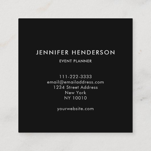 Moderner Schwarz-weißer Marmor beruflich Quadratische Visitenkarte (Rückseite)