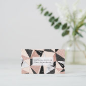 Moderner Schwarz-weißer Marmor erröten rosa Visitenkarte (Stehend Vorderseite)