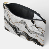 Moderner Schwarz-weißer Marmor Zubehörtasche (Offen)