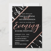 Moderner Schwarz-weißer Marmorbau Rose Gold Chic A Einladung (Vorderseite)