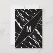 Moderner Schwarz-weißer MarmorRosen-GoldChic Dankeskarte (Rückseite)