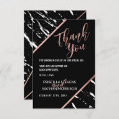 Moderner Schwarz-weißer MarmorRosen-GoldChic Dankeskarte (Vorne/Hinten)