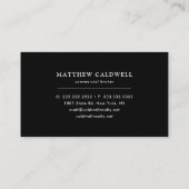 Moderner Schwarz-weißer Minimalistischer Real Anwe Visitenkarte (Rückseite)